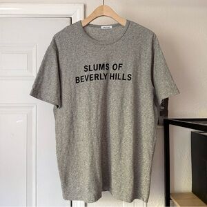 HIRO CLARK heather grey text font Beverly Hills cotton crew short sleeve tee